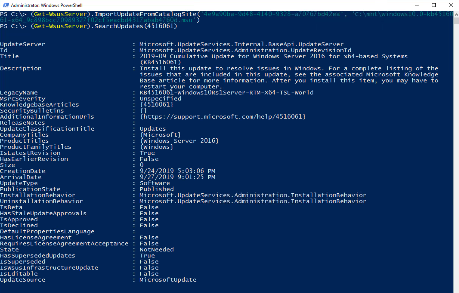 Import Updates from Catalog to WSUS